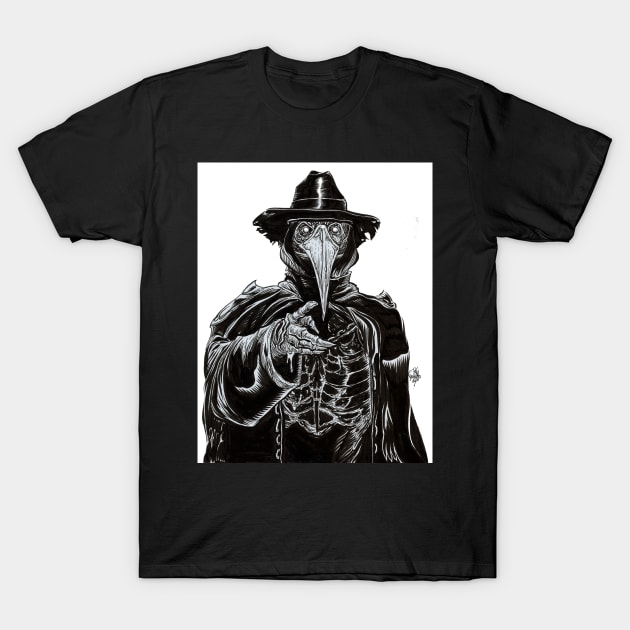 Black and White Plague Doctor T-Shirt by rsacchetto